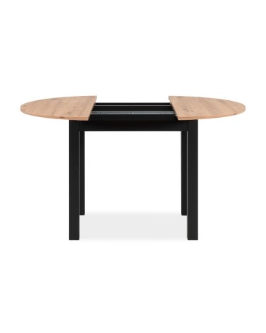 Tavolo rotondo allungabile Coburg 100 in piano quercia e struttura nera 100x76x100 cm.
