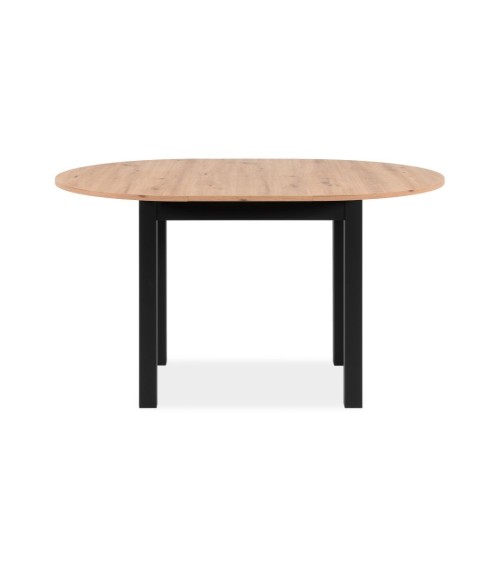 Tavolo rotondo allungabile Coburg 100 in piano quercia e struttura nera 100x76x100 cm.