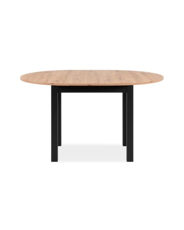Tavolo rotondo allungabile Coburg 100 in piano quercia e struttura nera 100x76x100 cm.
