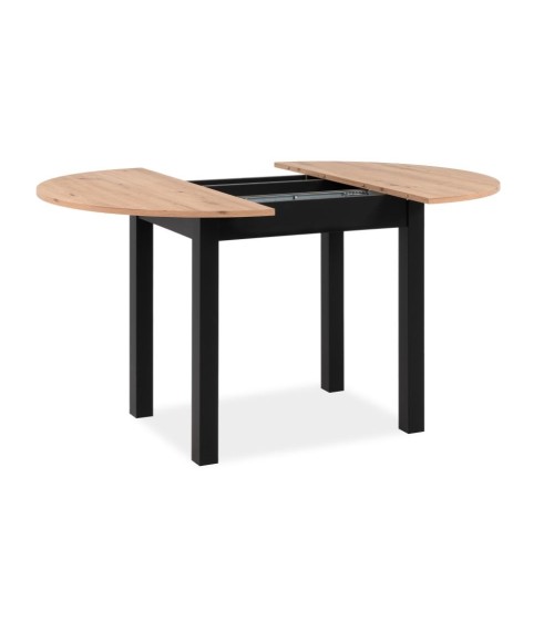 Tavolo rotondo allungabile Coburg 100 in piano quercia e struttura nera 100x76x100 cm.