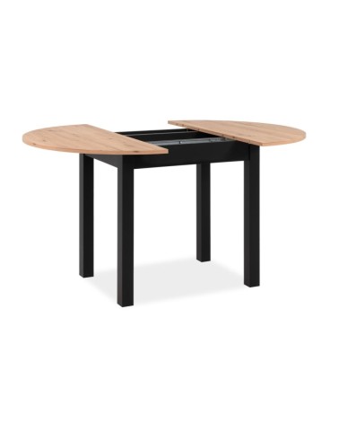 Tavolo rotondo allungabile Coburg 100 in piano quercia e struttura nera 100x76x100 cm.