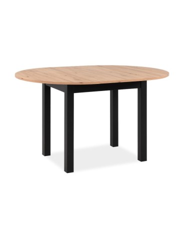 Tavolo rotondo allungabile Coburg 100 in piano quercia e struttura nera 100x76x100 cm.