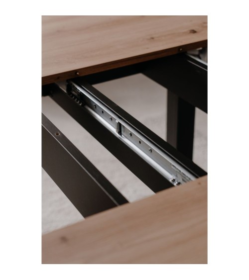 Tavolo rotondo allungabile Coburg 100 in piano quercia e struttura nera 100x76x100 cm.