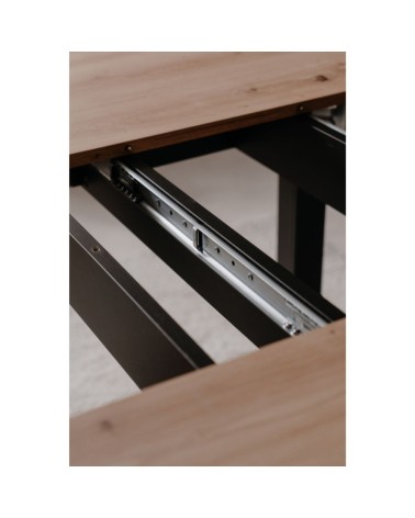 Tavolo rotondo allungabile Coburg 100 in piano quercia e struttura nera 100x76x100 cm.