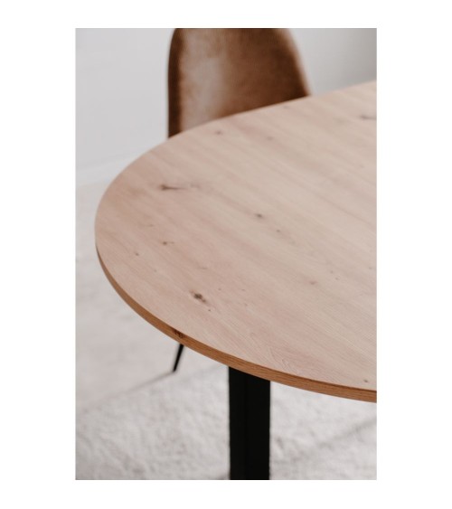 Tavolo rotondo allungabile Coburg 100 in piano quercia e struttura nera 100x76x100 cm.
