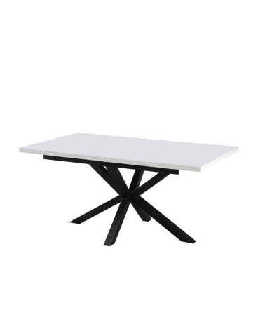 Tavolo rettangolare allungabile Rob con piano bianco e gambe in metallo nero