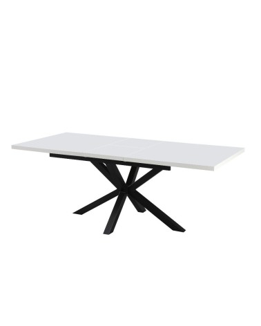 Tavolo rettangolare allungabile Rob con piano bianco e gambe in metallo nero