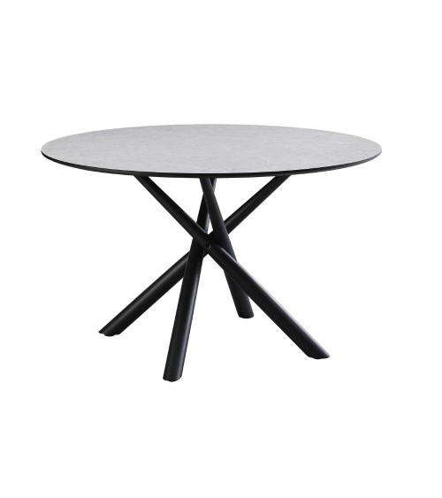 Tavolo tondo Logan con piano cemento e gambe in metallo nero Φ120*76.5 cm.