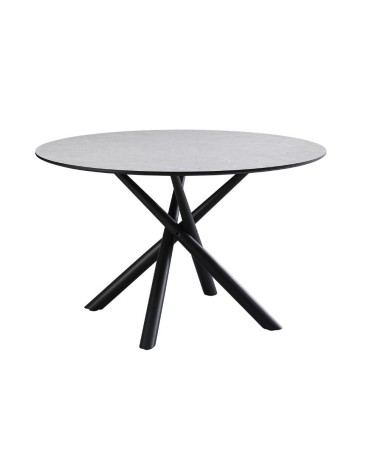 Tavolo tondo Logan con piano cemento e gambe in metallo nero Φ120*76.5 cm.