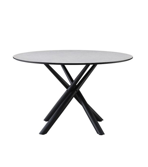 Tavolo tondo Logan con piano cemento e gambe in metallo nero Φ120*76.5 cm.