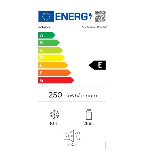 Frigorifero combinato CKM0383EPNA0 a libera installazione Pet inox Classe E Daewoo