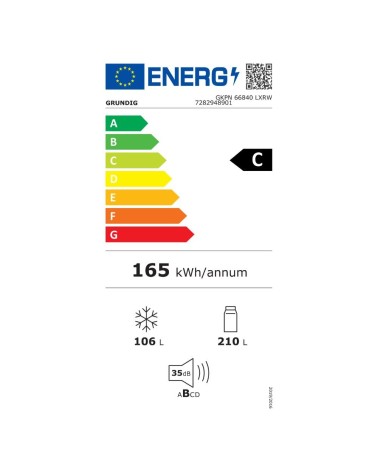 Frigorifero combinato Grundig GKPN66840LXRW libera installazione no frost 324 lt classe C dark inox