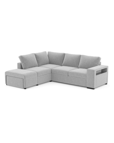 Divano letto angolare reversibile Jozzis con vano contenitore e pouf in tessuto Zenith C1756 grigio