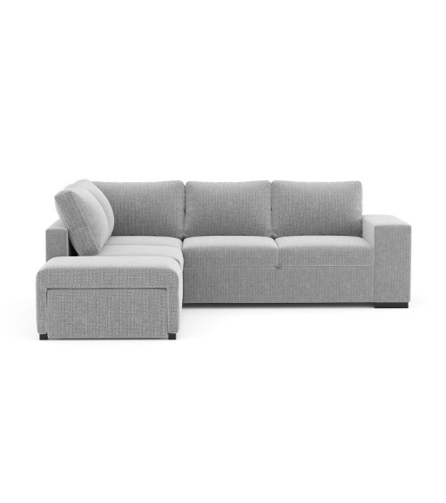 Divano letto angolare reversibile Jozzis con vano contenitore e pouf in tessuto Zenith C1756 grigio