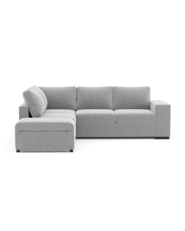Divano letto angolare reversibile Jozzis con vano contenitore e pouf in tessuto Zenith C1756 grigio