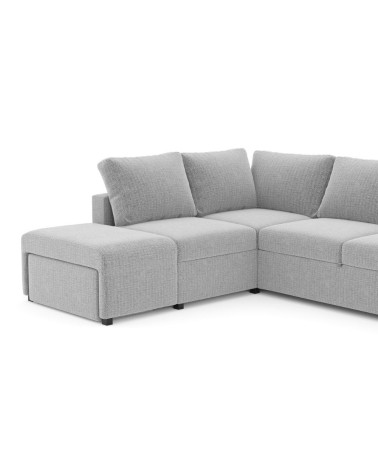 Divano letto angolare reversibile Jozzis con vano contenitore e pouf in tessuto Zenith C1756 grigio