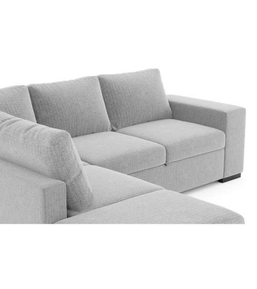 Divano letto angolare reversibile Jozzis con vano contenitore e pouf in tessuto Zenith C1756 grigio