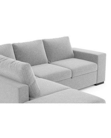 Divano letto angolare reversibile Jozzis con vano contenitore e pouf in tessuto Zenith C1756 grigio