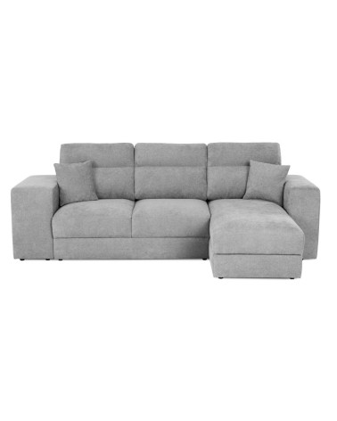 Divano letto Lilo con penisola e 2 pouf reversibile in tessuto Vardo G1310 grigio chiaro