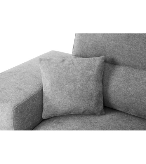 Divano letto Lilo con penisola e 2 pouf reversibile in tessuto Vardo G1310 grigio chiaro