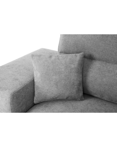 Divano letto Lilo con penisola e 2 pouf reversibile in tessuto Vardo G1310 grigio chiaro