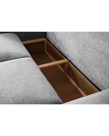 Divano letto Lilo con penisola e 2 pouf reversibile in tessuto Vardo G1310 grigio chiaro