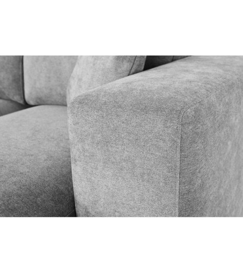 Divano letto Lilo con penisola e 2 pouf reversibile in tessuto Vardo G1310 grigio chiaro