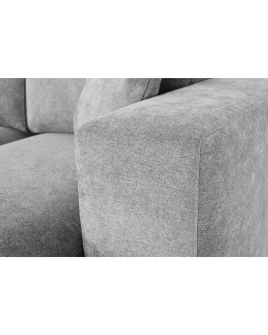 Divano letto Lilo con penisola e 2 pouf reversibile in tessuto Vardo G1310 grigio chiaro