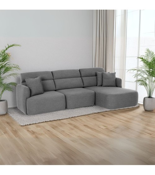 Divano con penisola reversibile Koda con seduta traslante in tessuto Vardo G1312 grigio scuro