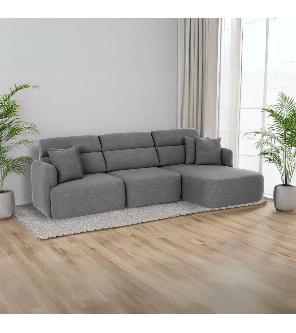 Divano con penisola reversibile Koda con seduta traslante in tessuto Vardo G1312 grigio scuro