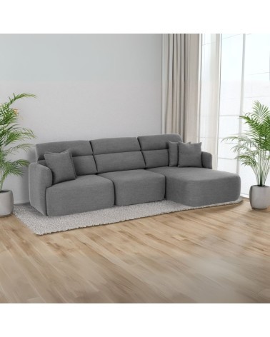 Divano con penisola reversibile Koda con seduta traslante in tessuto Vardo G1312 grigio scuro