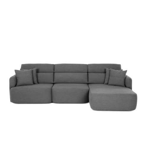 Divano con penisola reversibile Koda con seduta traslante in tessuto Vardo G1312 grigio scuro