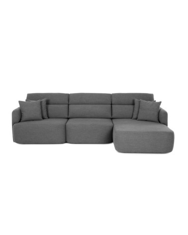Divano con penisola reversibile Koda con seduta traslante in tessuto Vardo G1312 grigio scuro