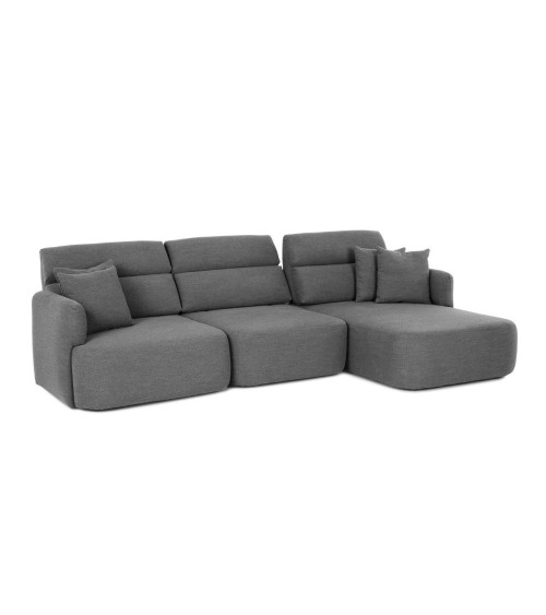 Divano con penisola reversibile Koda con seduta traslante in tessuto Vardo G1312 grigio scuro