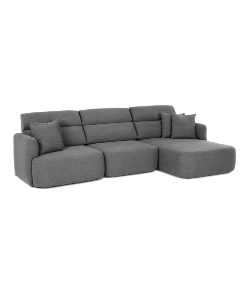 Divano con penisola reversibile Koda con seduta traslante in tessuto Vardo G1312 grigio scuro