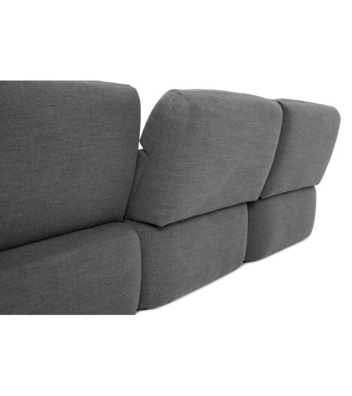 Divano con penisola reversibile Koda con seduta traslante in tessuto Vardo G1312 grigio scuro