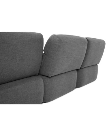 Divano con penisola reversibile Koda con seduta traslante in tessuto Vardo G1312 grigio scuro