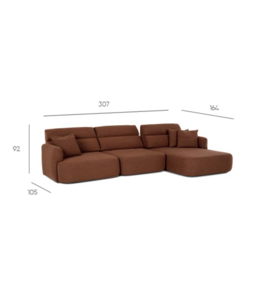 Divano con penisola reversibile Koda con seduta traslante in tessuto Vardo G1312 grigio scuro