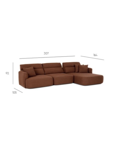 Divano con penisola reversibile Koda con seduta traslante in tessuto Vardo G1312 grigio scuro