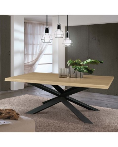 Tavolo Taranta con piano in legno rovere e struttura acciaio