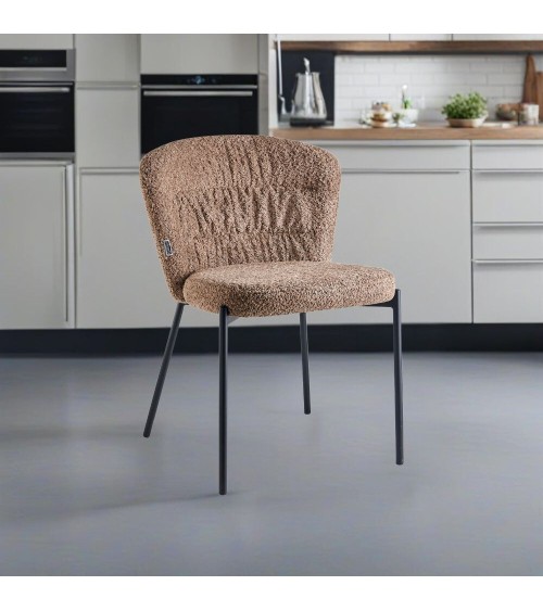 Sedia imbottita Cami in tessuto teddy tortora set 4 pezzi
