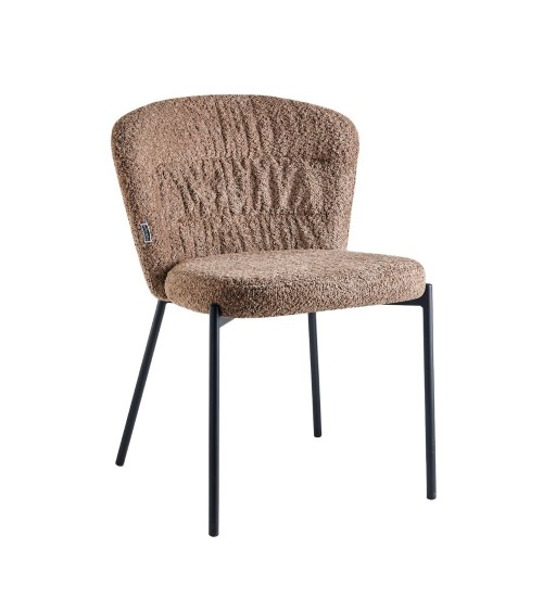 Sedia imbottita Cami in tessuto teddy tortora set 4 pezzi