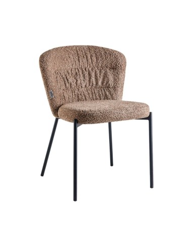Sedia imbottita Cami in tessuto teddy tortora set 4 pezzi