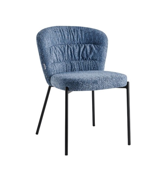 Sedia imbottita Cami in tessuto teddy azzurro polvere set 4 pezzi
