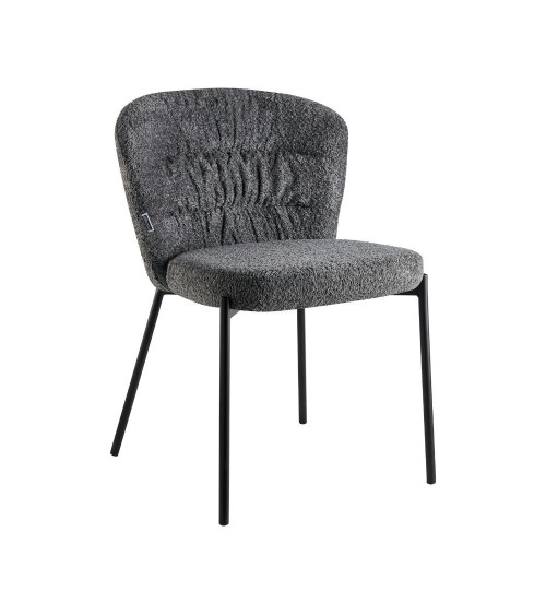Sedia imbottita Cami in tessuto teddy grigio set 4 pezzi