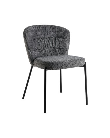 Sedia imbottita Cami in tessuto teddy grigio set 4 pezzi