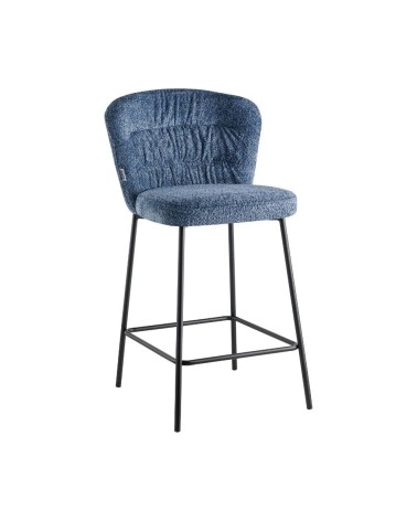 Sgabello imbottito Cami in tessuto teddy azzurro polvere