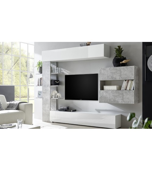Parete attrezzata libreria Astrakat colore beton