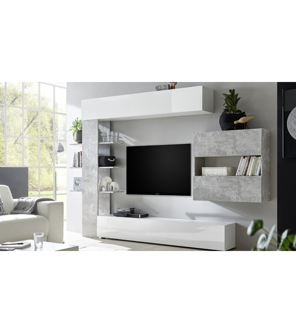 Parete attrezzata libreria Astrakat colore beton