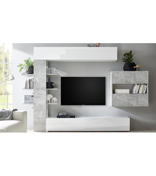 Parete attrezzata libreria Astrakat colore beton